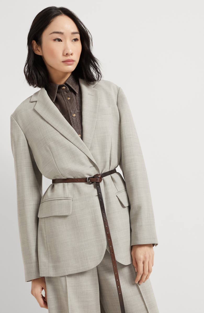 Brunello Cucinelli Carved leather belt, Alternate, color, Cocoa