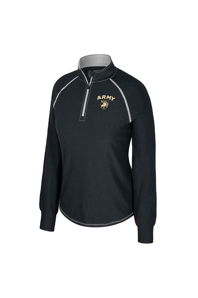 Women's Colosseum Black Army Black Knights Bikram Raglan Quarter-Zip Top, Alternate, color, Black