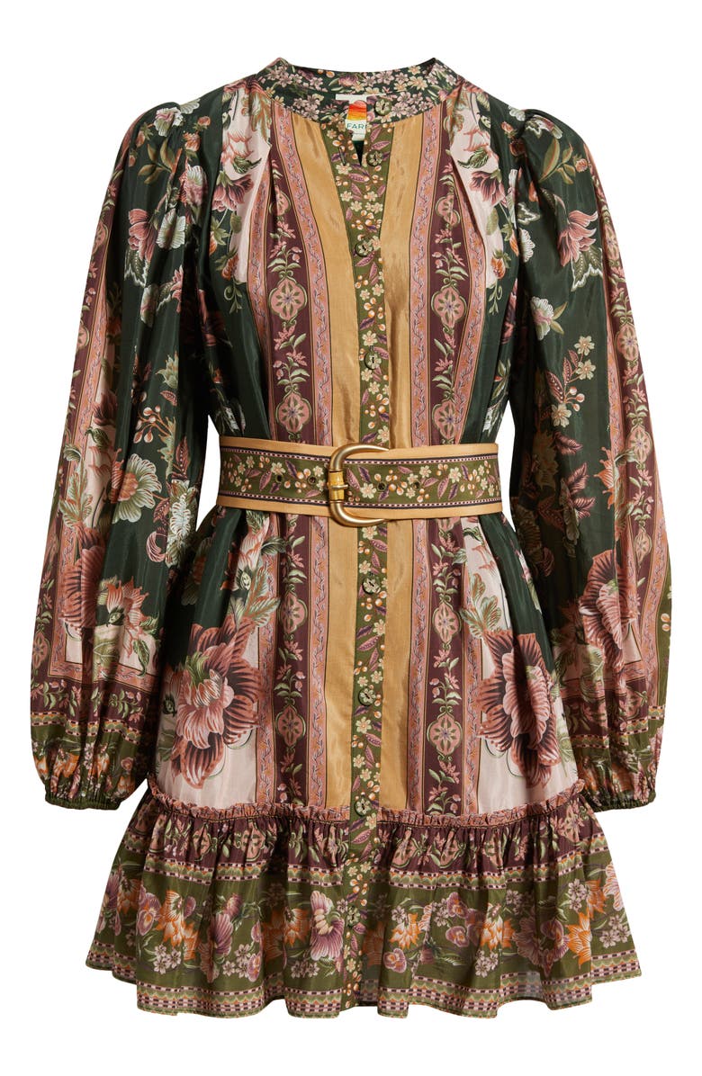 FARM Rio Flowering Garden Tree Long Sleeve Cotton Blend Minidress, Alternate, color, Green