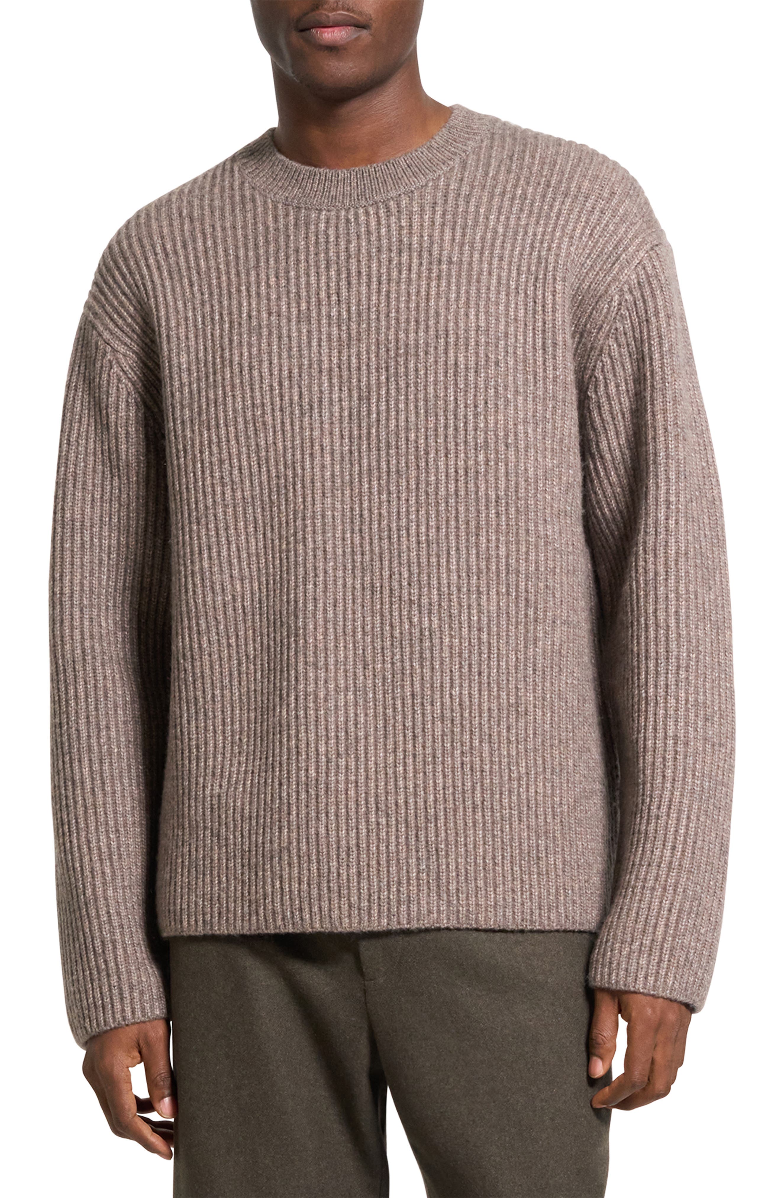 Theory Oversize Ribbed Wool & Cotton Crewneck Sweater