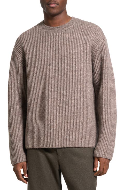 Oversize Ribbed Wool & Cotton Crewneck Sweater