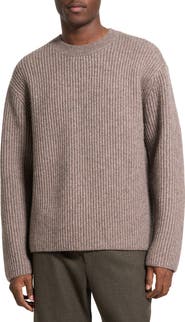 Theory Oversize Ribbed Wool & Cotton Crewneck Sweater