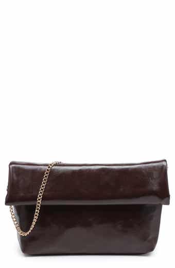 Faux Leather Foldover Clutch
