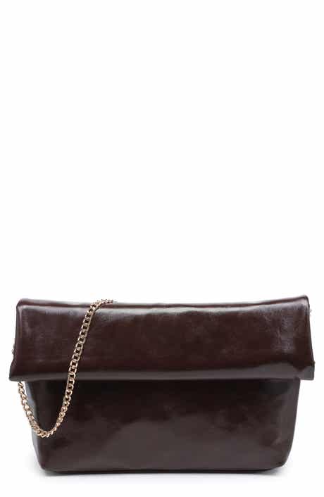 Faux Leather Foldover Clutch