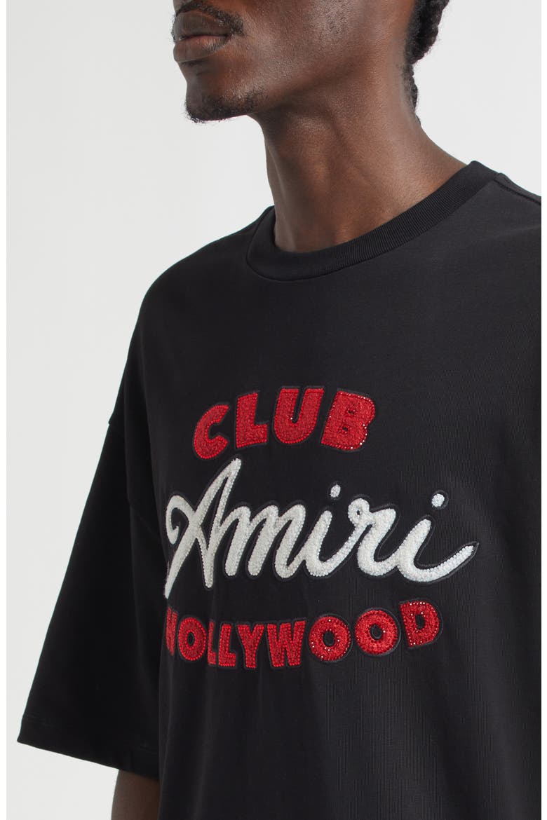 Oversize Crystal Embellished Club Amiri Appliqué T-Shirt, Alternate, color, BLACK