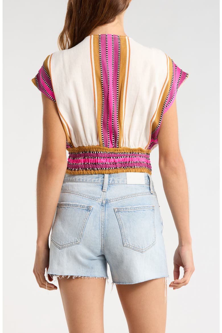 Elastic Waist Crop Cover-Up Top, Alternate, color, NATURAL PINK
