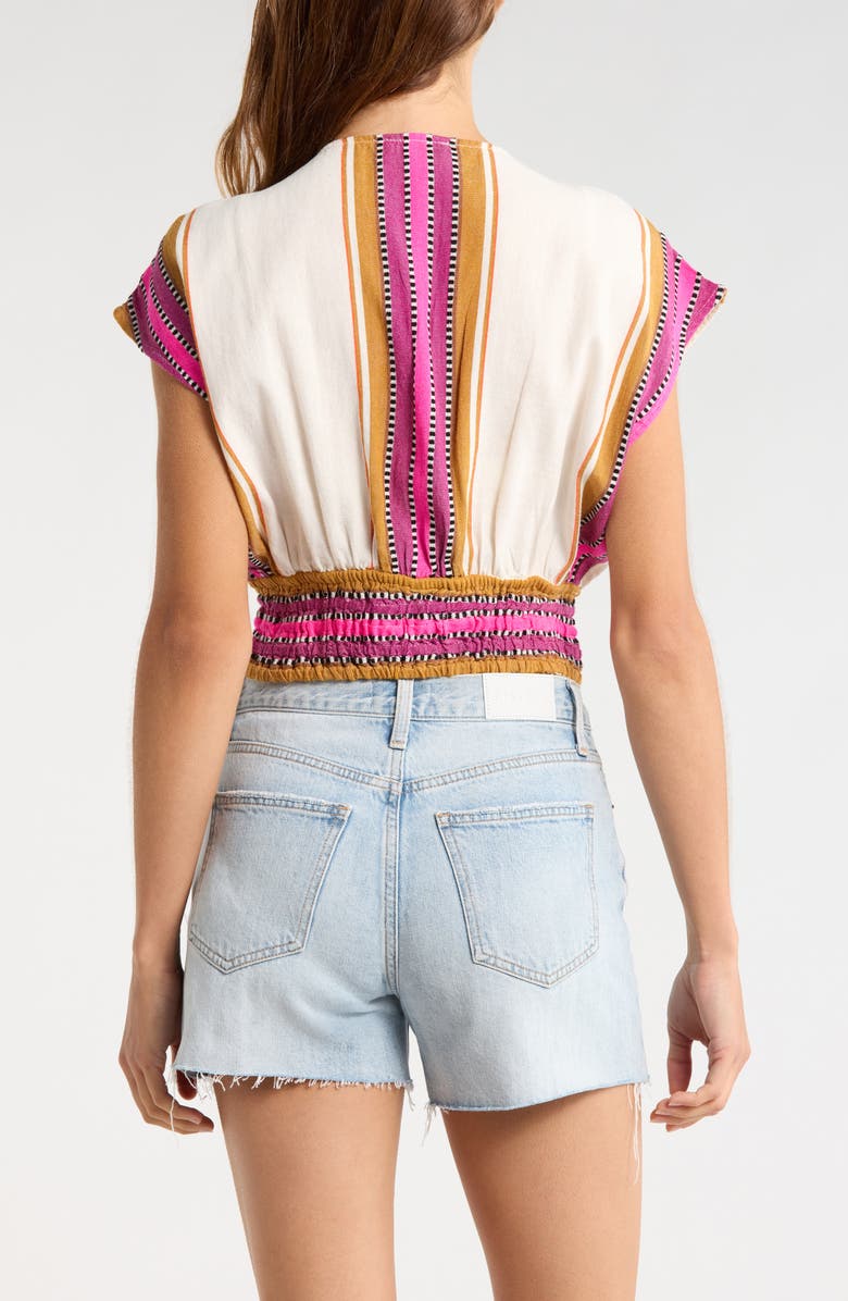 Elan Elastic Waist Crop Cover-Up Top, Alternate, color, Natural Pink