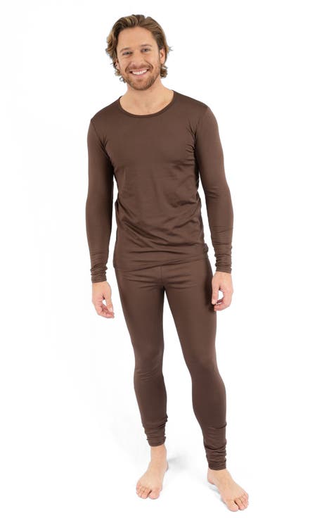 Men's Two-Piece Thermal Long Sleeve Solid Pajamas