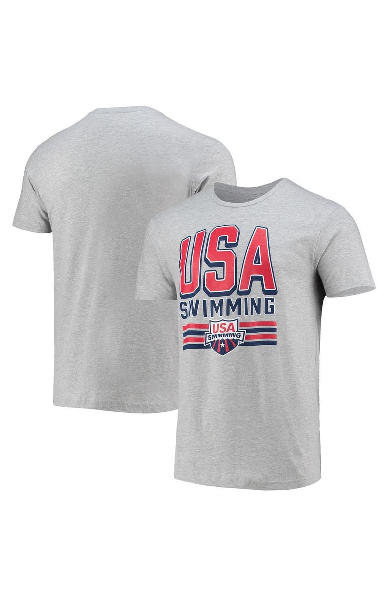 Outerstuff Men's Heathered Gray USA Swimming Bold Text T-Shirt, Main, color,