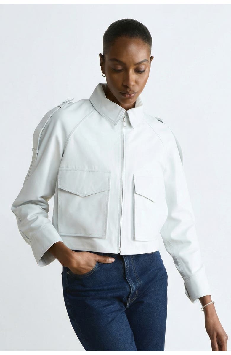 FURNIQ UK Rose Leather Jacket, Main, color, White