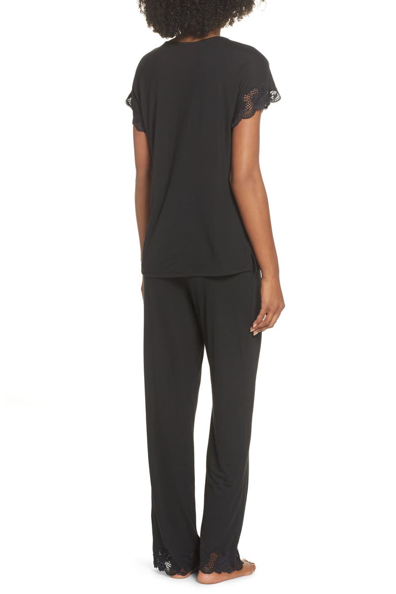 'Zen Floral' Pajama Set, Alternate, color, BLACK