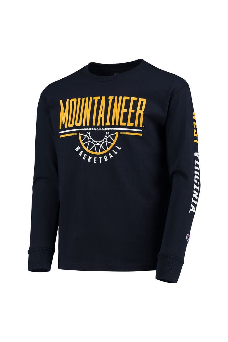 Youth Champion Navy West Virginia Mountaineers Basketball Long Sleeve T-Shirt, Alternate, color, Navy