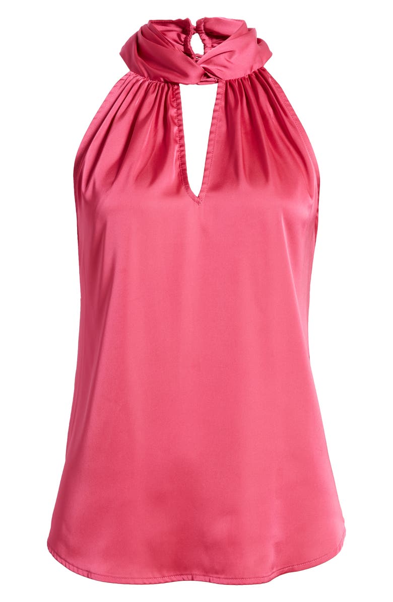 Anne Klein Twist Satin Halter Top, Alternate, color, 