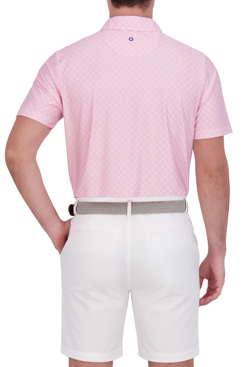 Checkered Print Stretch Tech Polo, Alternate, color, PINK