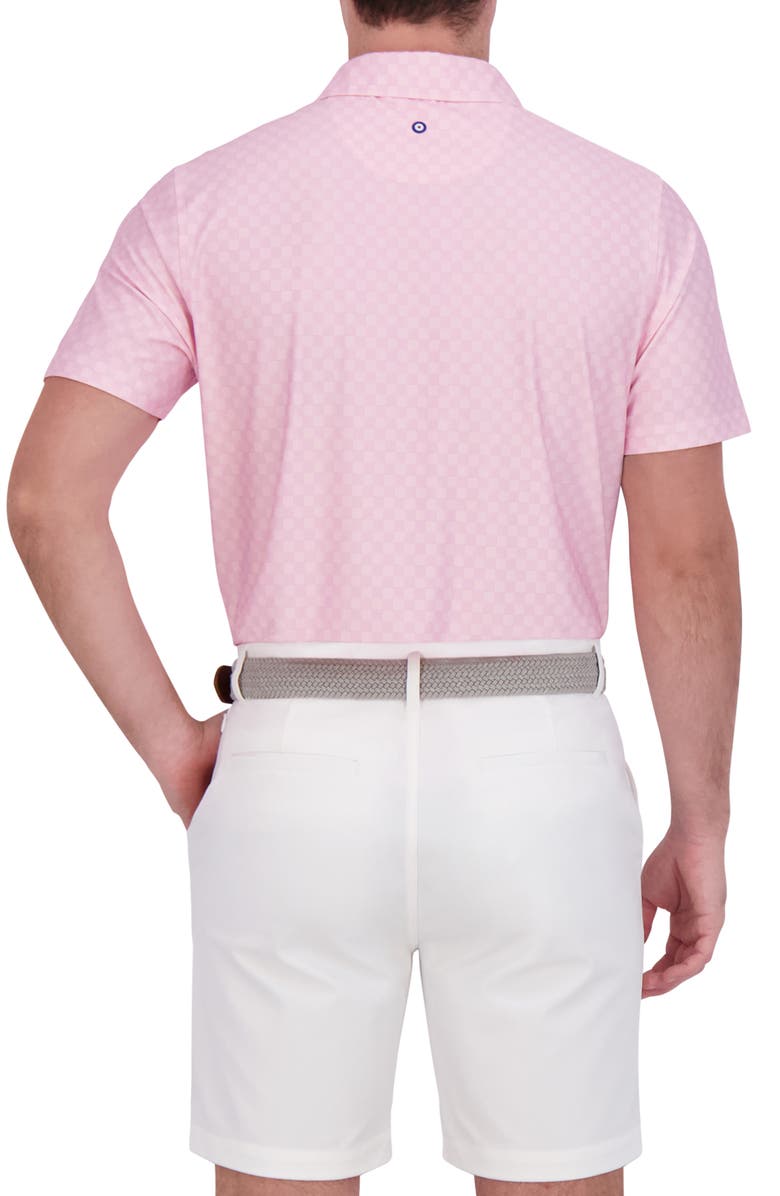 Ben Sherman Checkered Print Stretch Tech Polo, Alternate, color, Pink