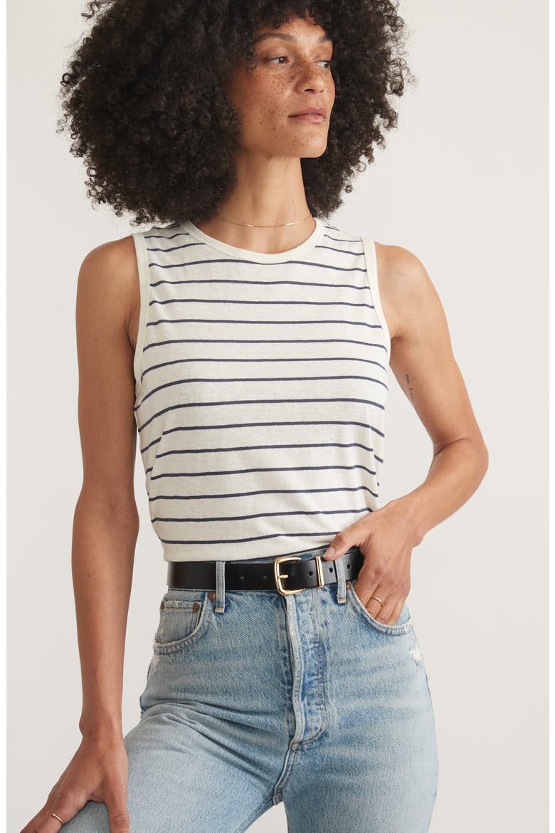 Stripe Hemp & Cotton Tank, Alternate, color, BLACK/WHITE STRIPE