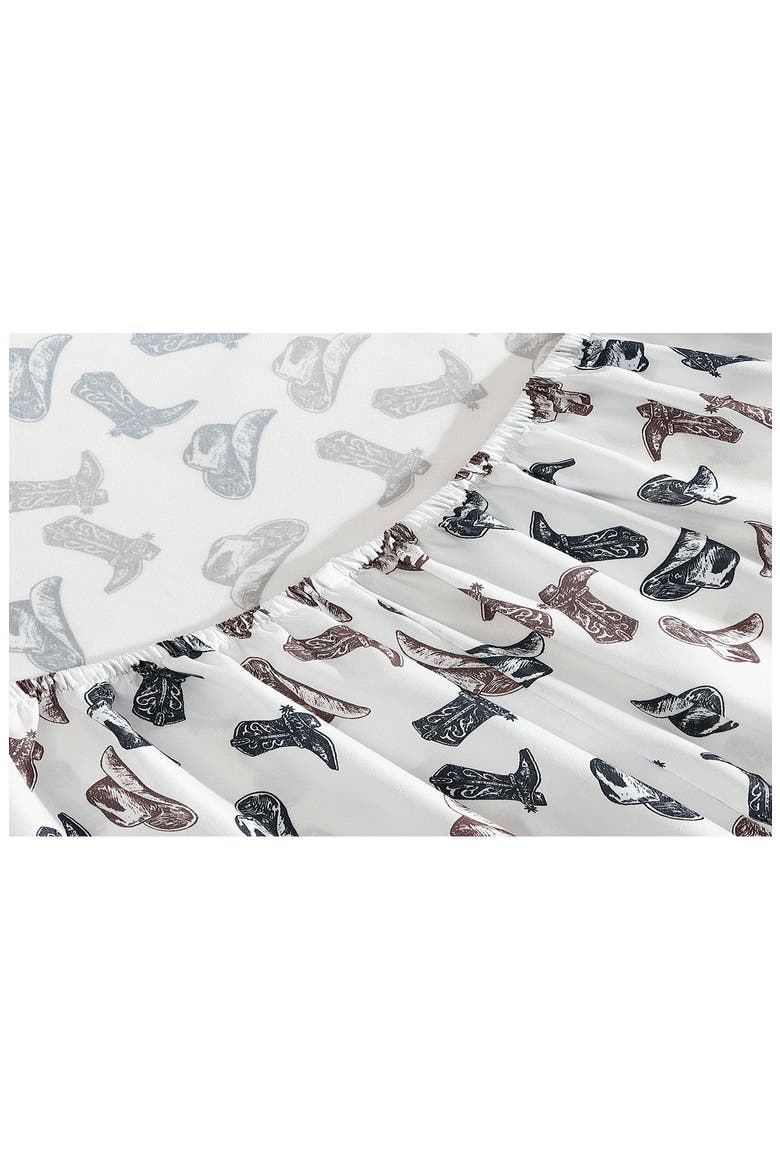 Boots 'N Hats Microfiber Sheet Set, Alternate, color, GREY / DARK BROWN