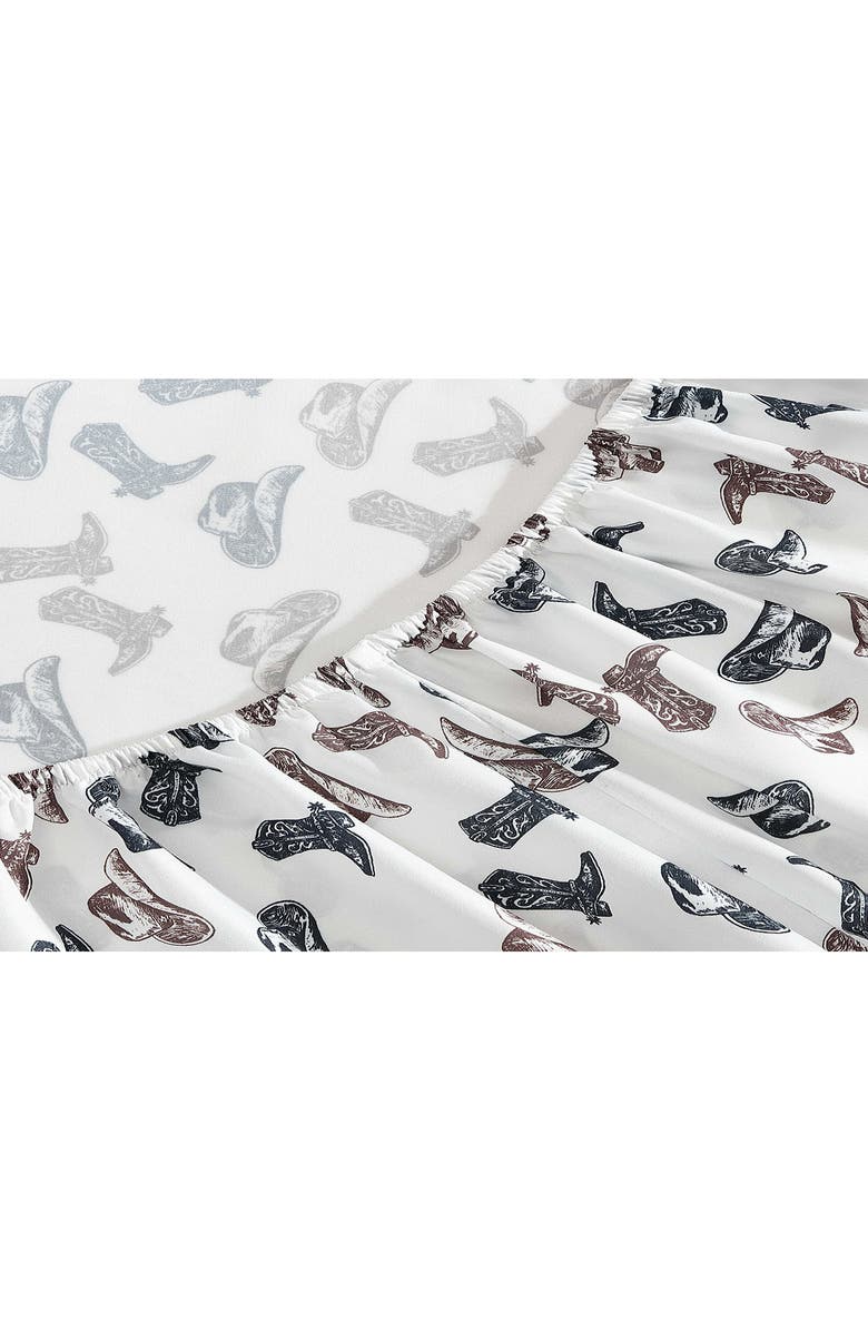 Wrangler Boots 'N Hats Microfiber Sheet Set, Alternate, color, Grey / Dark Brown