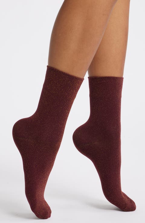 Allover Sparkle Metallic Quarter Socks