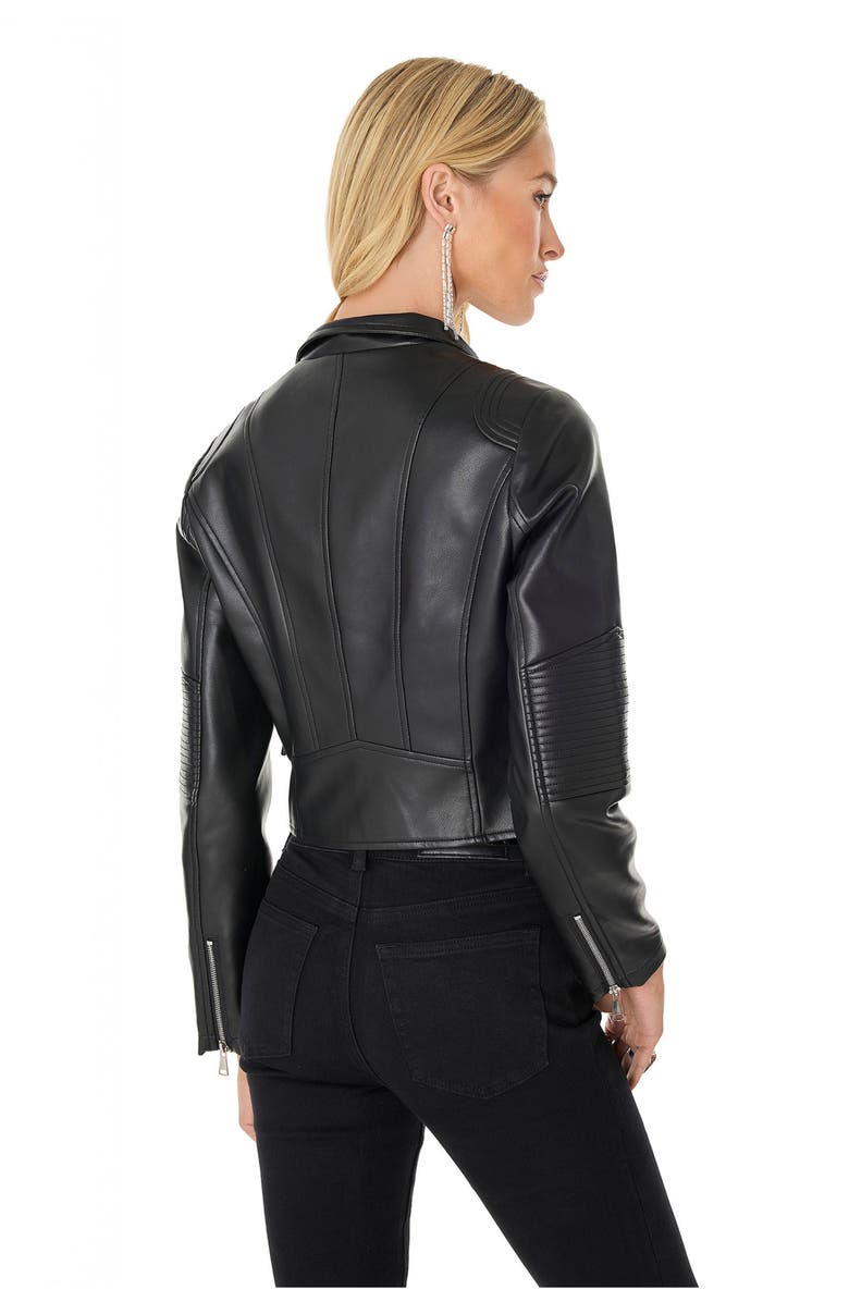 The Noli Shop Katalina Moto Leather Jacket, Alternate, color, Black