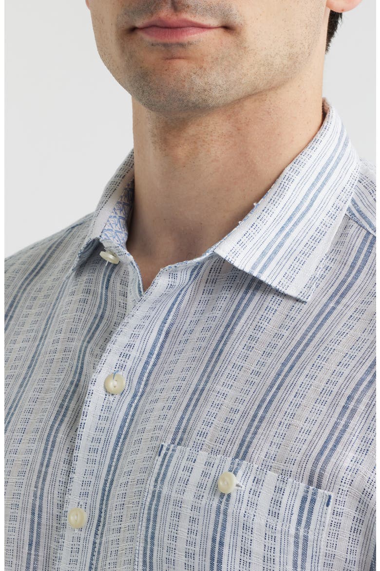Blue Royal Stripe Linen Button-Up Shirt, Alternate, color, INFINITY SKY