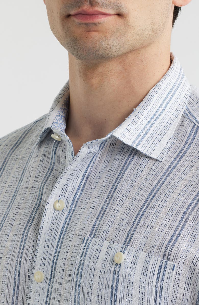 Tommy Bahama Blue Royal Stripe Linen Button-Up Shirt, Alternate, color, Infinity Sky