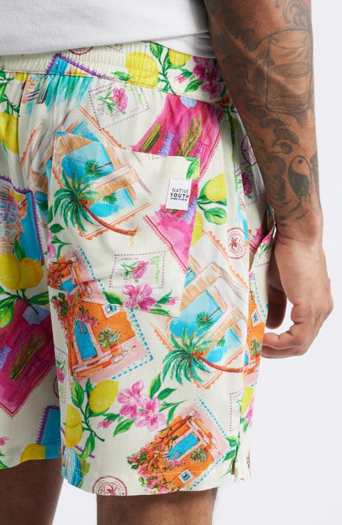 Native Youth Summerscatter Print Shorts In White