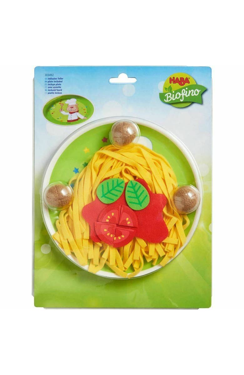 HABA Soft Spaghetti & Meatballs with Plate Play Food Set - Pretend Play Kitchen Toy for Toddlers & Kids for Ages 3 and Up, Alternate, color, Multi