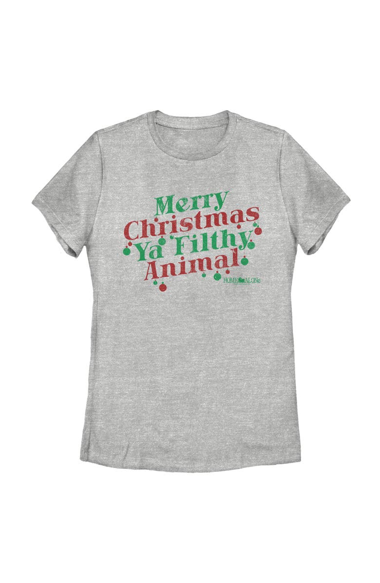 Home Alone Women's Home Alone Distressed Merry Christmas Ya Filthy Animal Graphic T-Shirt, Main, color, Athletic Heather