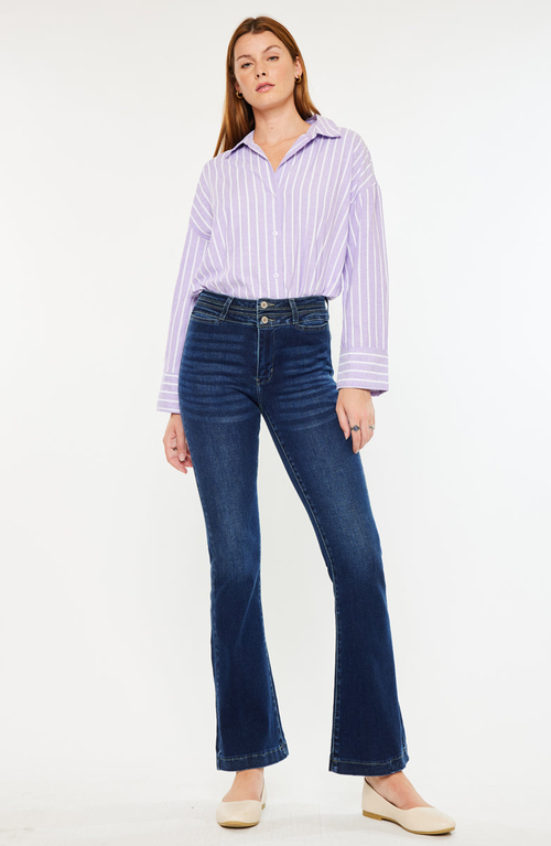 Kancan Caroline High Rise Flare Jeans In Blue