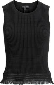 rag & bone Ayan Rib Knit Fringe Trim Tank