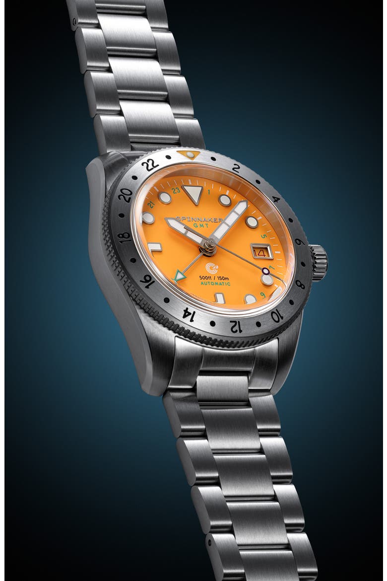 Croft GMT Automatic Bracelet & Rubber Strap Watch, 39mm, Alternate, color, YELLOW