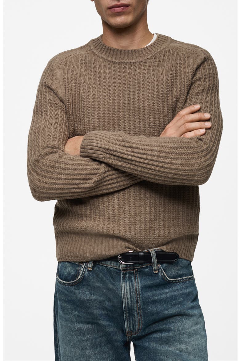 Crewneck Rib Sweater, Main, color, COFFEE