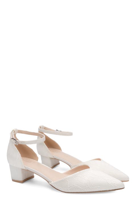 Adele Lace Pointed Toe Block Heel