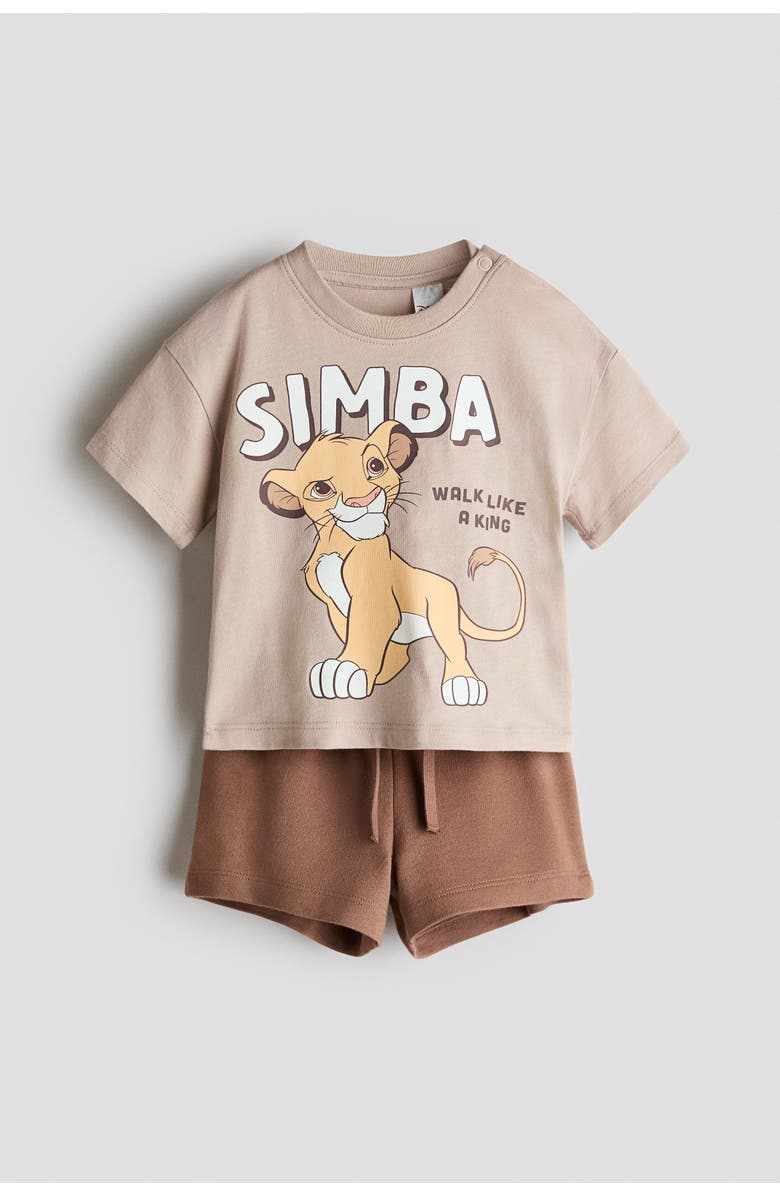 H&M 2-piece printed set, Main, color, Beige/The Lion King