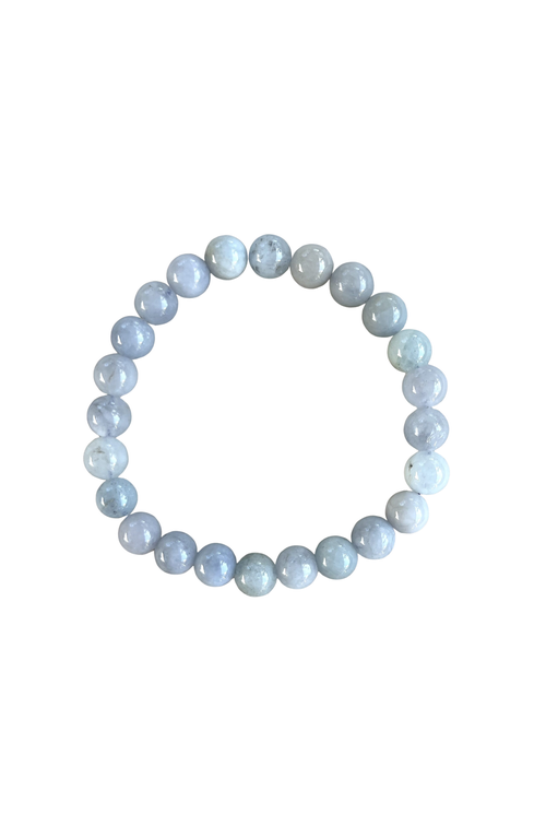 Humanist Beauty Crystal Healing Beaded Bracelet In Aquamarine