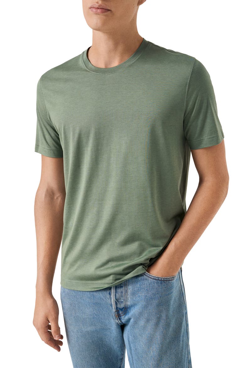 Silk & Cotton T-Shirt, Main, color, DARK GREEN