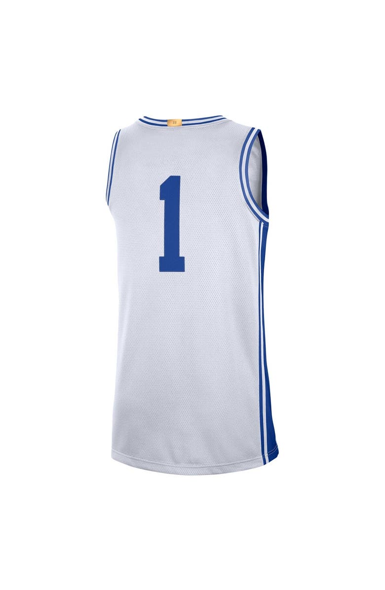 Nike Men's Nike #1 White Duke Blue Devils Limited Authentic Jersey, Alternate, color, 