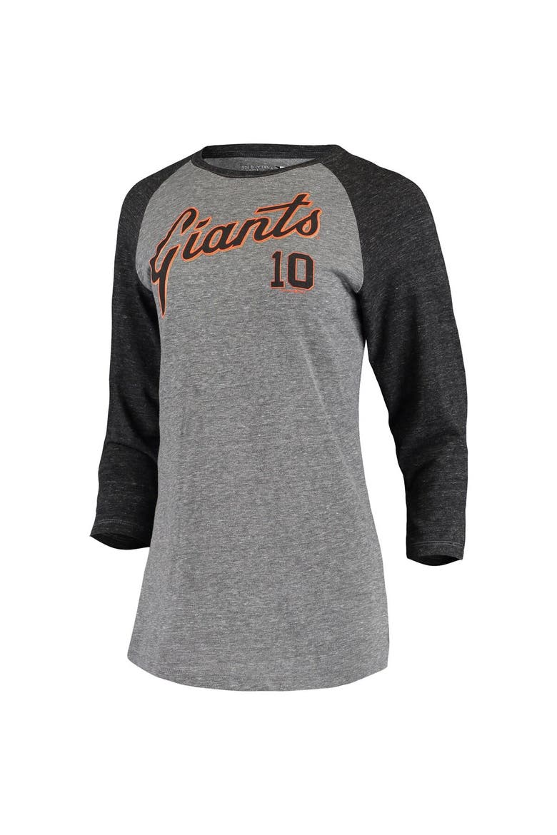Women's 5th & Ocean by New Era Evan Longoria Gray San Francisco Giants Script Name & Number Raglan Tri-Blend 3/4-Sleeve T-Shirt, Alternate, color, Gray