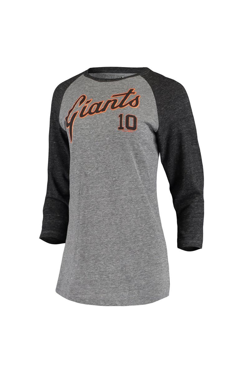 5TH AND OCEAN BY NEW ERA Women's 5th & Ocean by New Era Evan Longoria Gray San Francisco Giants Script Name & Number Raglan Tri-Blend 3/4-Sleeve T-Shirt, Alternate, color, Gray