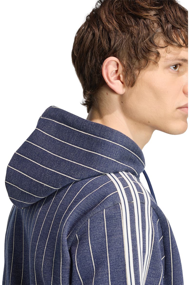 Pinstriped Graphic Hoodie, Alternate, color, NIGHT INDIGO