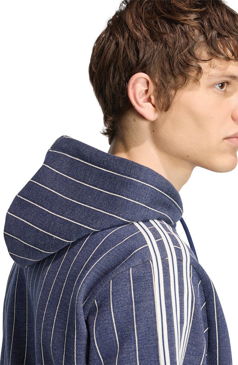 adidas Pinstriped Graphic Hoodie, Alternate, color, Night Indigo