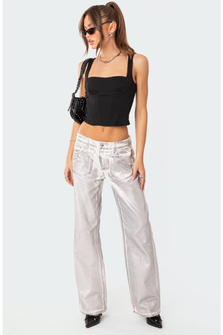 Corset Crop Top, Alternate, color, BLACK