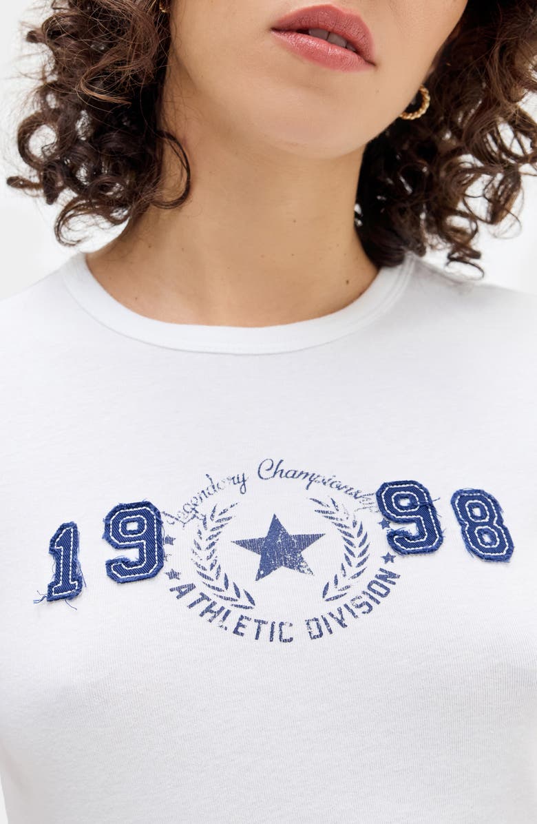 BDG Urban Outfitters 1998 Appliqué Cotton Graphic Baby Tee, Alternate, color, White