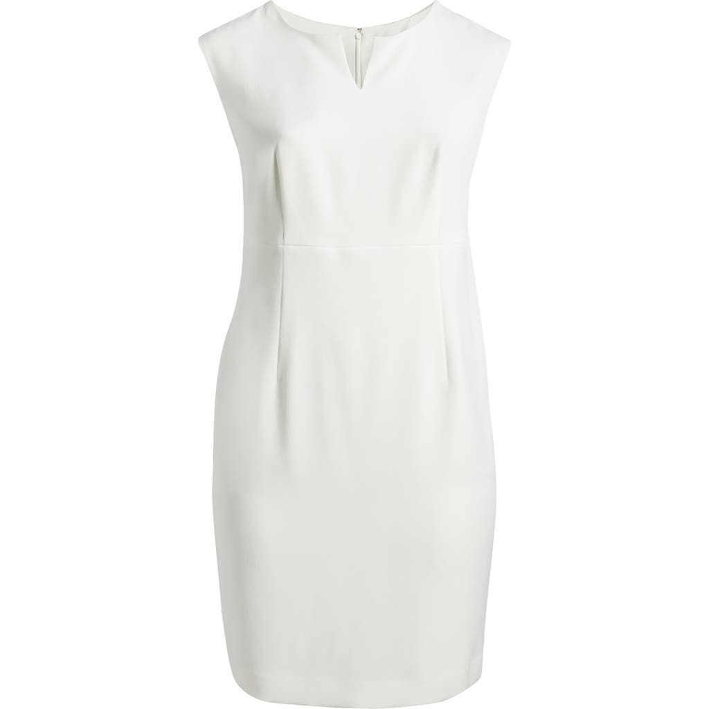 Kasper Tie Front Sleeveless Crepe Sheath Dress In Vanilla Ice