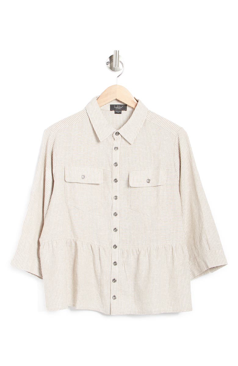 Belldini Collar Three-Quarter Sleeve Peplum Blouse, Alternate, color,