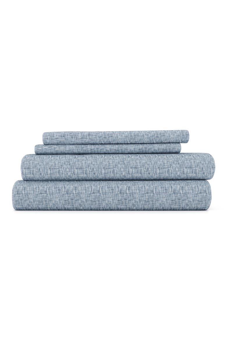 HOME SPUN Premium Ultra Soft Chambray Style Pattern 4-Piece Bed Sheets Set, Main, color, LIGHT BLUE