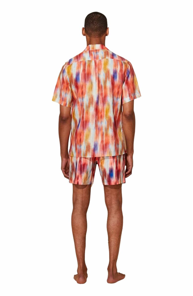 Vilebrequin Men's Bowling Linen Ikat Flowers Shirt, Alternate, color,