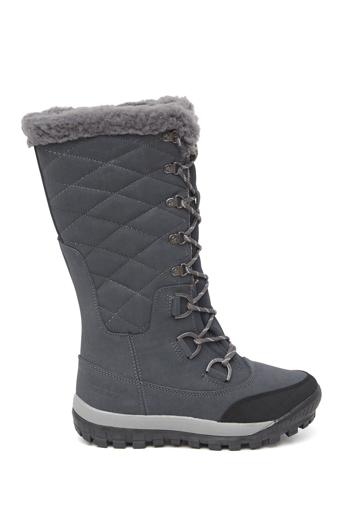 BEARPAW Isabella Genuine Sheepskin Lined Lace-Up Boot, Alternate, color, Charcoal