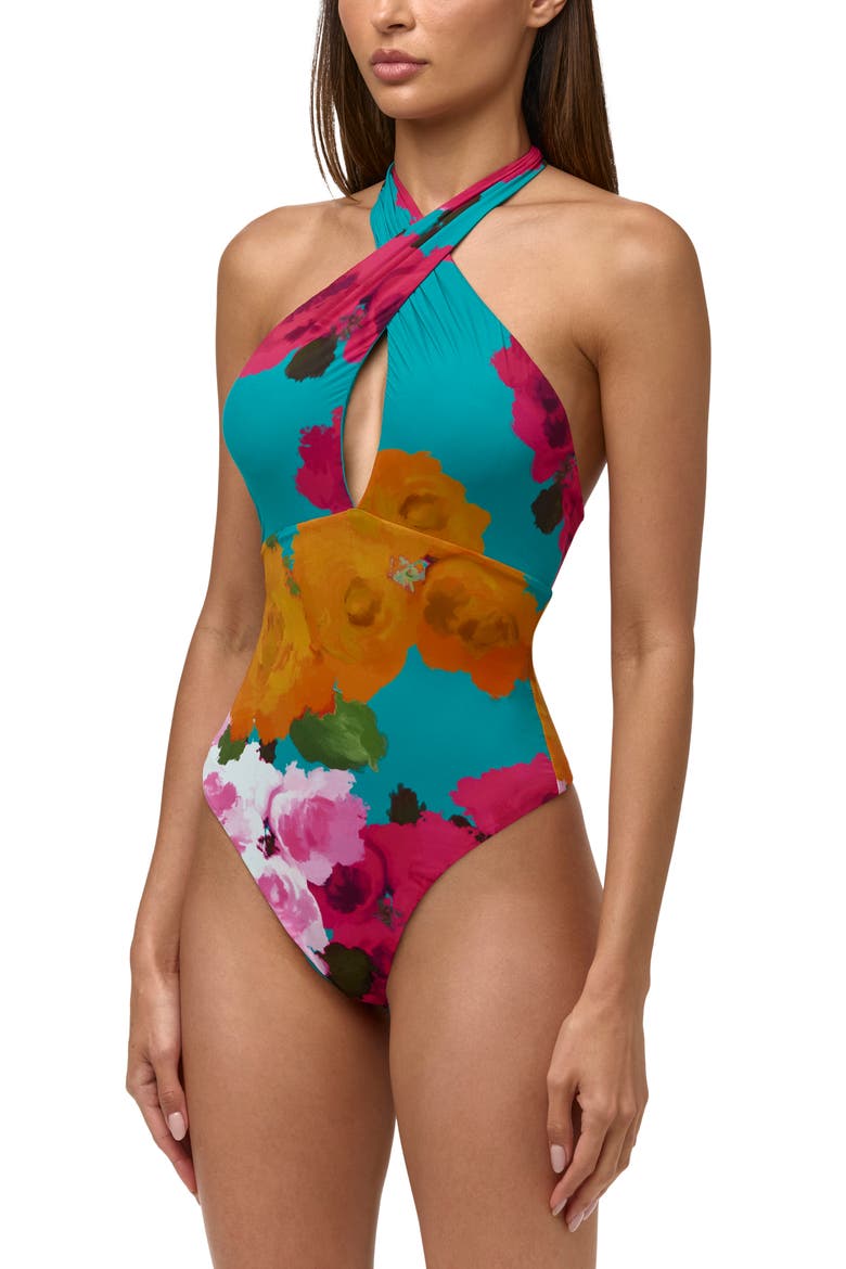 Halter Neck Bodysuit, Alternate, color, FLORA SPRITZ